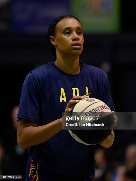 Brianna Turner of the Lightning warms up before the start of the WNBL match between Townsville Fire and Adelaide Lightning at Townsville...