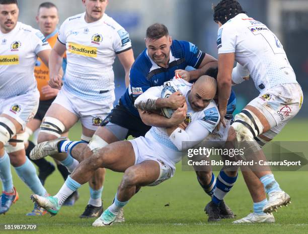 Exeter Chiefs' Olly Woodburn in action during the Gallagher Premiership Rugby match between Bath Rugby and Exeter Chiefs at The Recreation Ground on...