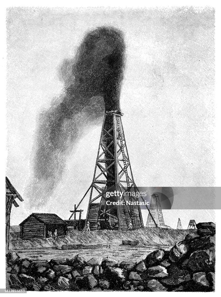 A naphtha source ,industrial oil belt, better known as Black City, was established near Baku