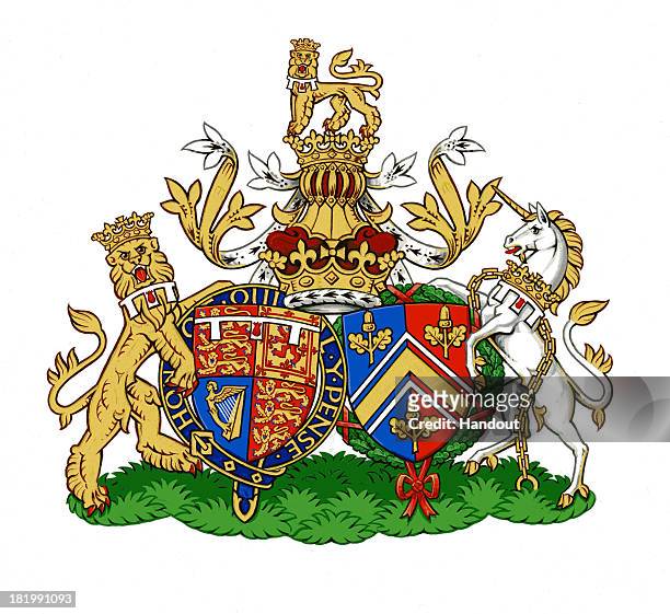 This undated handout image provided by Kensington Palace, London, England on September 27, 2013 depicts the new Conjugal Coat of Arms for Prince...