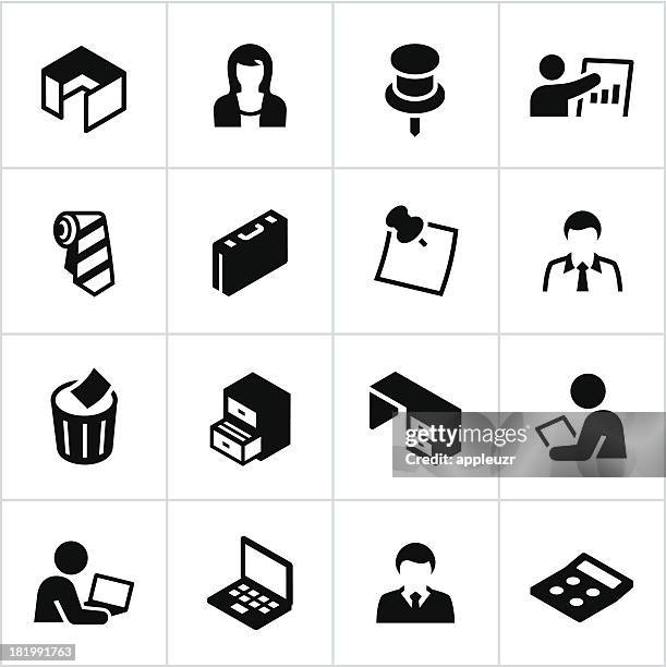 black office icons - chair exercise stock illustrations