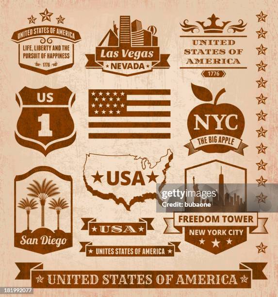 made in usa royalty free vector iconic state grunge set - one world trade center vector stock illustrations