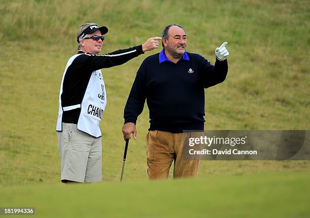 Andrew Chandler of England The Managing Director of ISM the sports management company plays his second shot at the par 4, 10th hole during the second...