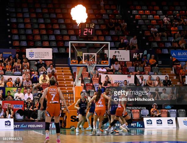 Alice Kunek of the Fire scores from the free throw line during the WNBL match between Townsville Fire and Adelaide Lightning at Townsville...