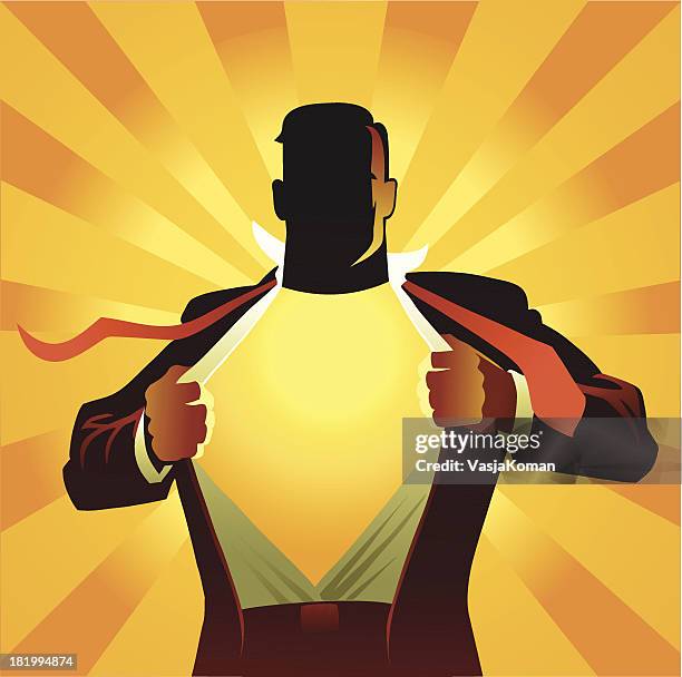 ilustrações de stock, clip art, desenhos animados e ícones de super herói revelou - super star
