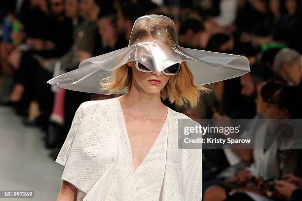 Model walks the runway during the Chalayan show as part of Paris Fashion Week Womenswear Spring/Summer 2014 on September 27, 2013 in Paris, France.