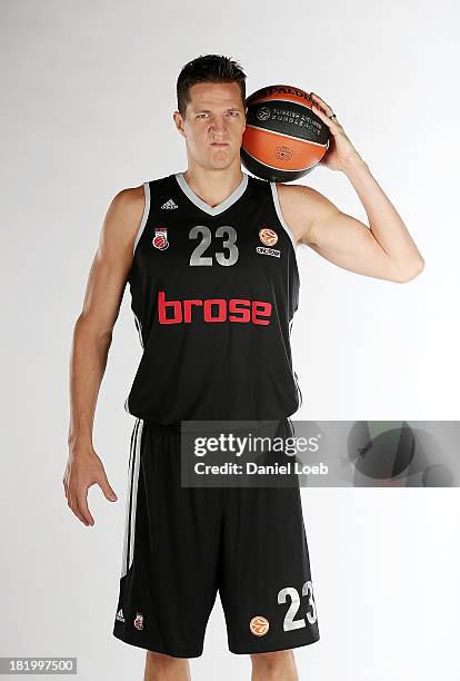 Casey Jacobsen, #23 of Brose Baskets Bamberg poses during the Brose Baskets Bamberg 2013/14 Turkish Airlines Euroleague Basketball Media Day Session...