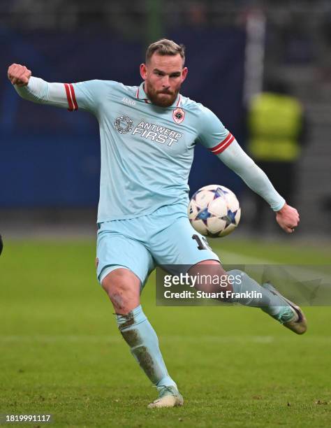 Vincent Janssen of Antwerp in action during the UEFA Champions League match between Shakhtar Donetsk and Royal Antwerp at Volksparkstadion on...