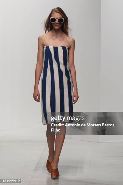 Model walks the runway during Chalayan show as part of the Paris Fashion Week Womenswear Spring/Summer 2014 on September 27, 2013 in Paris, France.