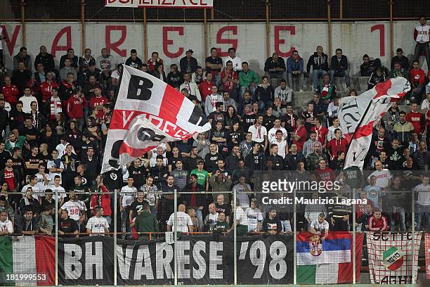 Fans of Varese during the Serie B match between AS Varese and Reggina Calcio at Stadio Franco Ossola on September 24, 2013 in Varese, Italy.