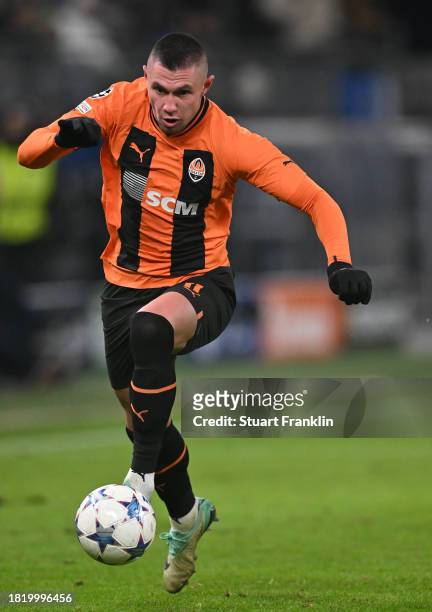 Giorgi Gocholeishvili of Shakhtar in action during the UEFA Champions League match between Shakhtar Donetsk and Royal Antwerp at Volksparkstadion on...