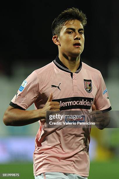 Paulo Dybala of US Citta di Palermo looks on during the Serie B match between AC Spezia and US Citta di Palermo at Stadio Alberto Picco on September...