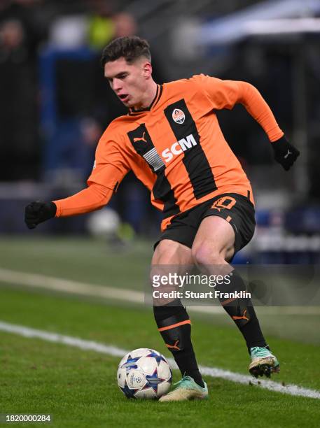 Heorhii Sudakov of Shakhtar in action during the UEFA Champions League match between Shakhtar Donetsk and Royal Antwerp at Volksparkstadion on...