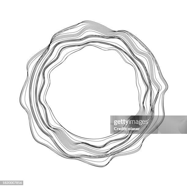 illustrations, cliparts, dessins animés et icônes de motif abstrait de ligne circulaire noir et blanc. - onde sinusoïdale