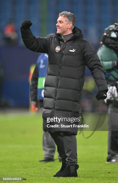 Marino Pusic, head coach of Shakhtar celebrates after the UEFA Champions League match between Shakhtar Donetsk and Royal Antwerp at Volksparkstadion...