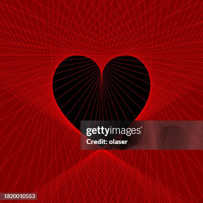 Back Heart Shape Outline Made Up Of Thin Tangential Red Lines High-Res ...