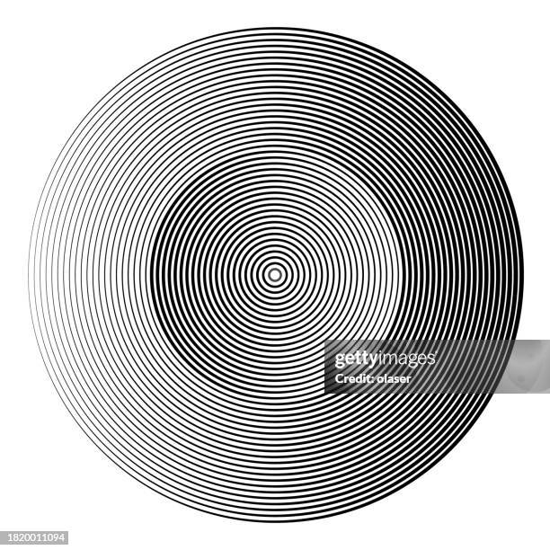 black and white concentric circles creating an optical illusion. - rhythm stock illustrations