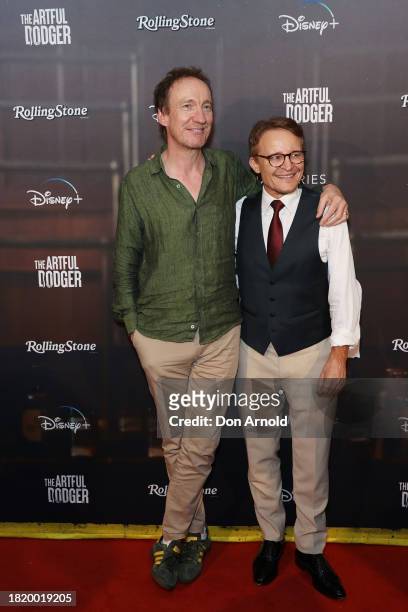 David Thewlis and Damon Herriman attend the Sydney premiere of "The Artful Dodger" on November 29, 2023 in Sydney, Australia.