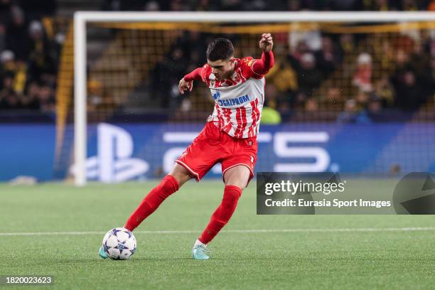 Kosta Nedeljkovic of Crvena zvezda in action during the UEFA Champions League Group Stage match between BSC Young Boys and FK Crvena zvezda at...