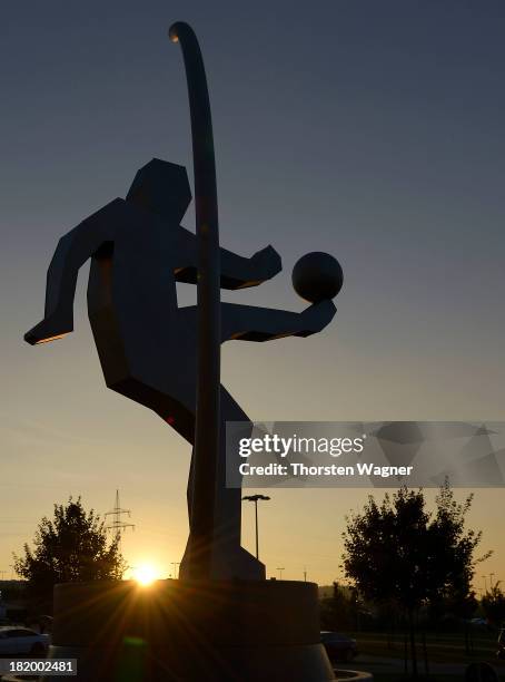 Statue in front ot the stadium is pictured prior to the DFB Cup second round match between TSG 1899 Hoffenheim and FC Energie Cottbus at Wirsol...