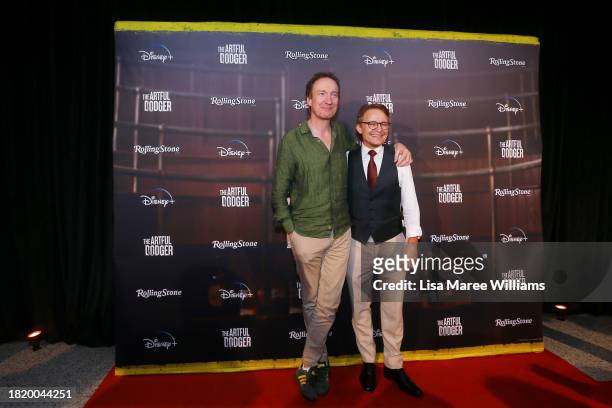 David Thewlis and Damon Herriman attends the Sydney premiere of "The Artful Dodger" at Beta Bar on November 29, 2023 in Sydney, Australia.