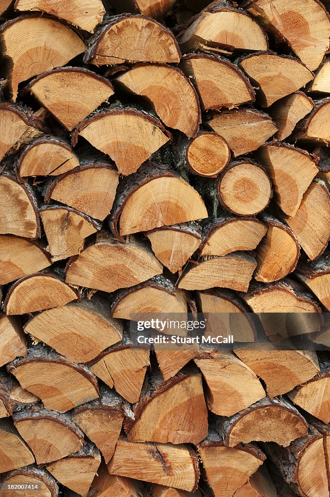 Chopped wood, piled neatly