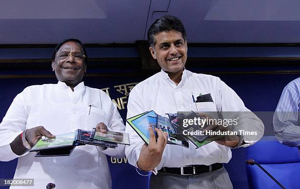 Narayanasamy, Union Minister of State for Personnel, Public Grievances and Pensions and Manish Tewari, Union Minister for Information and...