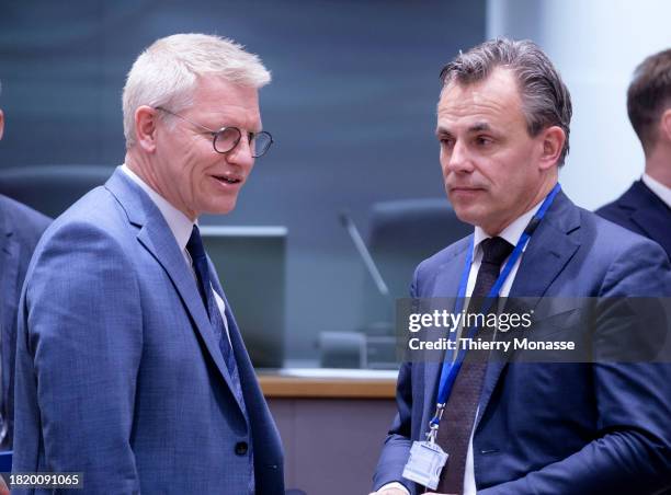 Belgium Minister of Mobility and the National Railway Company Georges Gilkinet is talking with the Dutch Minister of Infrastructure and Water...