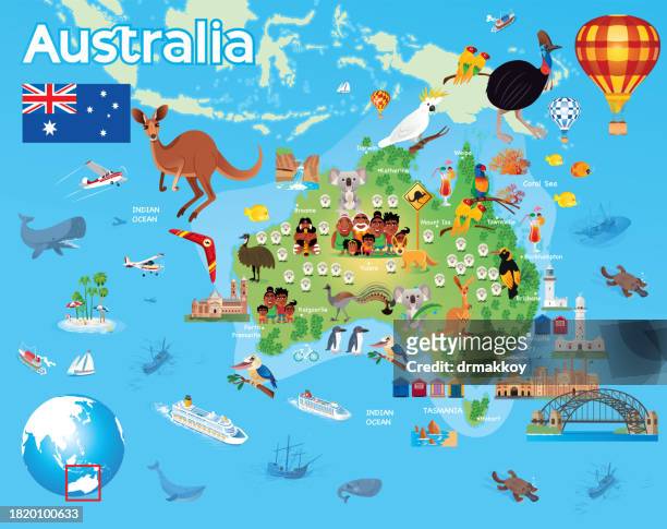 stockillustraties, clipart, cartoons en iconen met australia travel map - blue mountains