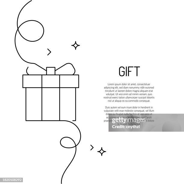continuous line drawing of gift icon. hand drawn symbol vector illustration. - abstract boxes stock illustrations