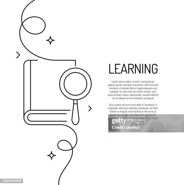 continuous line drawing of learning icon. hand drawn symbol vector illustration. - continuous-learning-icon stock illustrations