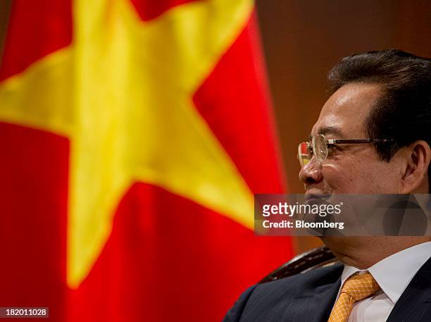 Nguyen Tan Dung, Vietnam's prime minister, listens during an interview in New York, U.S., on Friday, Sept. 27, 2013. Vietnams economic growth...