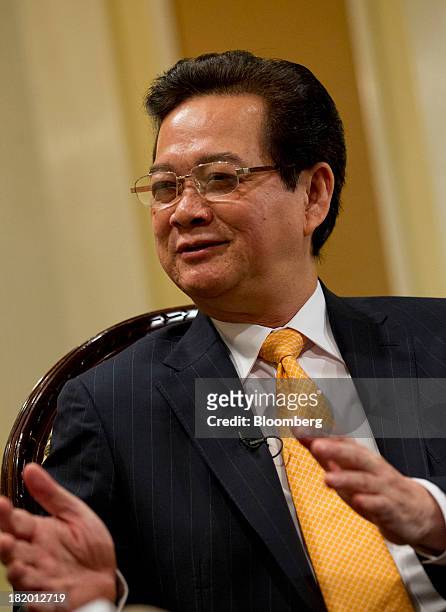 Nguyen Tan Dung, Vietnam's prime minister, speaks during an interview in New York, U.S., on Friday, Sept. 27, 2013. Vietnams economic growth...