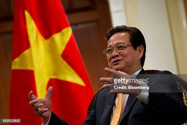 Nguyen Tan Dung, Vietnam's prime minister, speaks during an interview in New York, U.S., on Friday, Sept. 27, 2013. Vietnams economic growth...