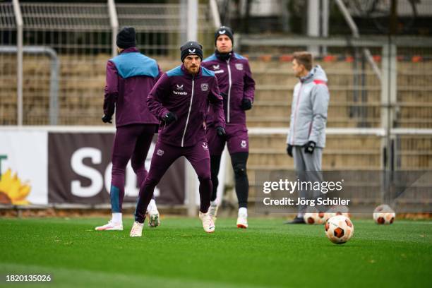 Jonas Hofmann of Bayer Leverkusen during the training session and press conference for the UEFA Europa League at BayArena on September 20, 2023 in...