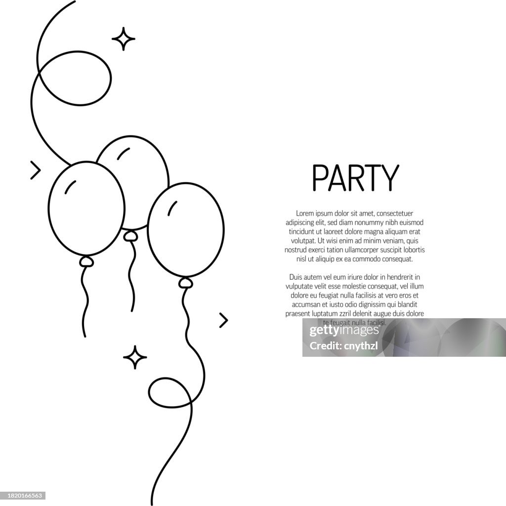Durchgehende Linienzeichnung des Party-Ballon-Symbols. Handgezeichnete Symbol-Vektor-Illustration.