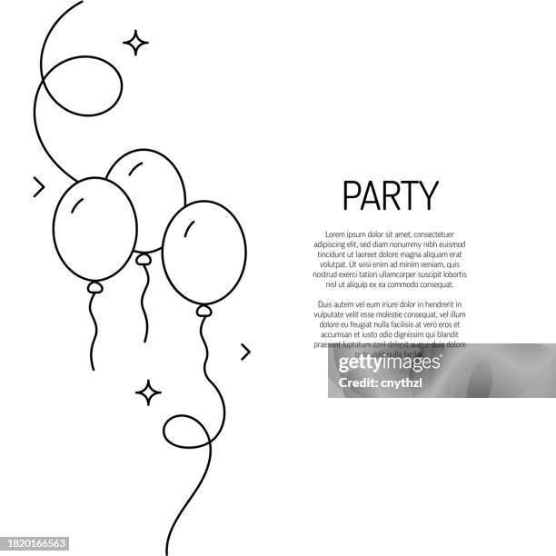 illustrations, cliparts, dessins animés et icônes de dessin au trait continu de l’icône de ballon de fête. illustration vectorielle de symbole dessiné à la main. - ballon de baudruche