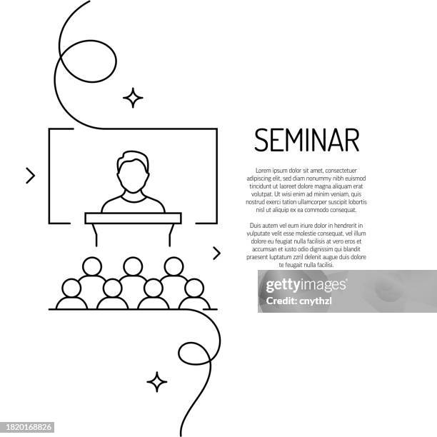 continuous line drawing of seminar icon. hand drawn symbol vector illustration. - continuous-learning-icon stock illustrations