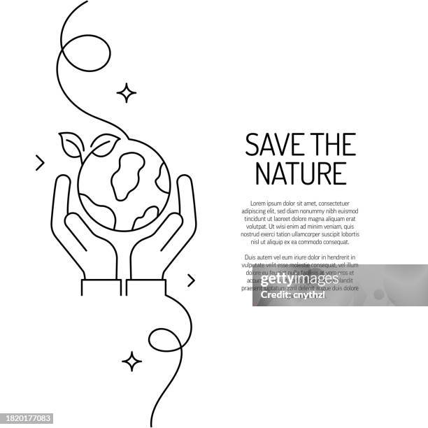 bildbanksillustrationer, clip art samt tecknat material och ikoner med continuous line drawing of save the nature icon. hand drawn symbol vector illustration. - miljöfrågor
