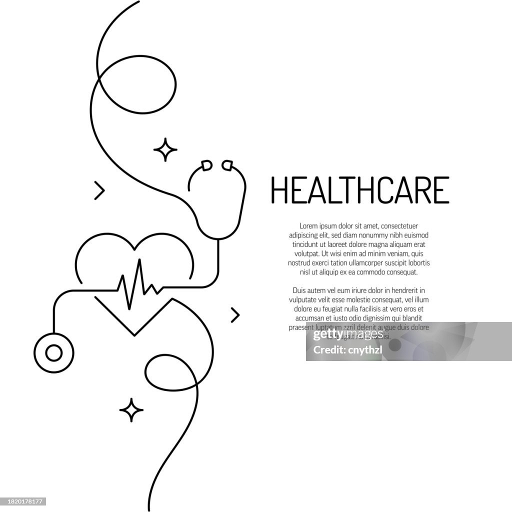 Desenho contínuo de linha do ícone de saúde. Ilustração vetorial de símbolo desenhada à mão.