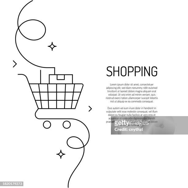 continuous line drawing of shopping icon. hand drawn symbol vector illustration. - one line drawing abstract line art stock illustrations