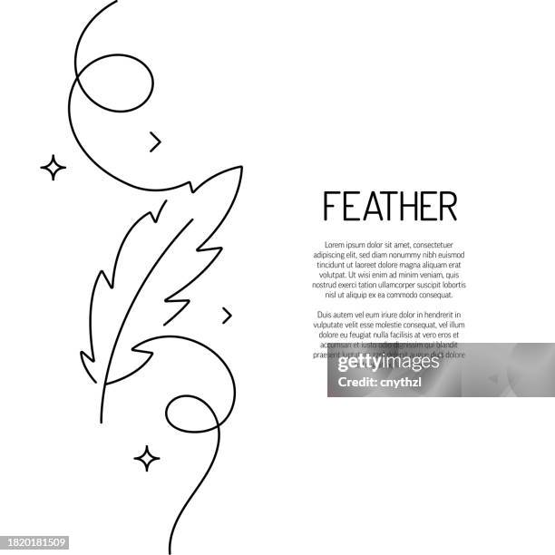 illustrazioni stock, clip art, cartoni animati e icone di tendenza di disegno a tratteggio continuo dell'icona della piuma. illustrazione vettoriale del simbolo disegnato a mano. - piuma