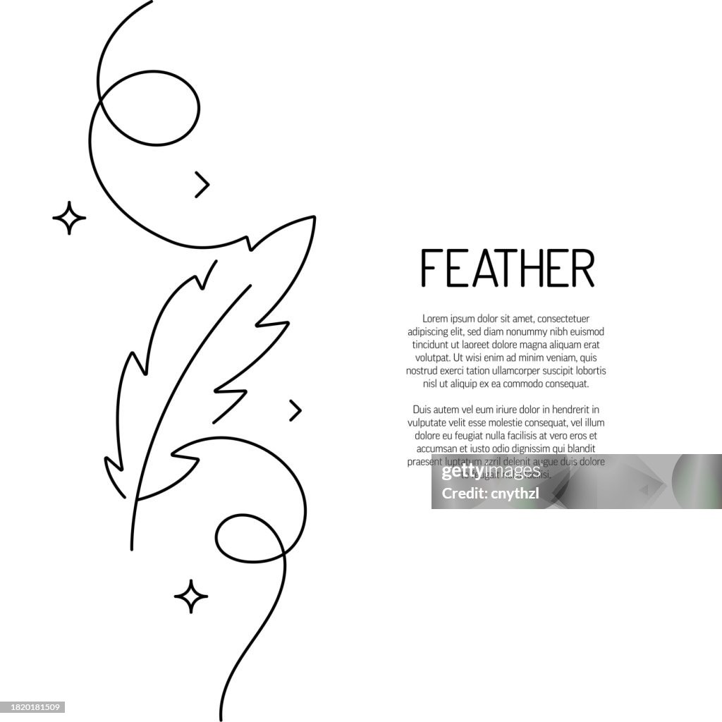 Desenho de linha contínua do ícone de pena. Ilustração vetorial de símbolo desenhada à mão.
