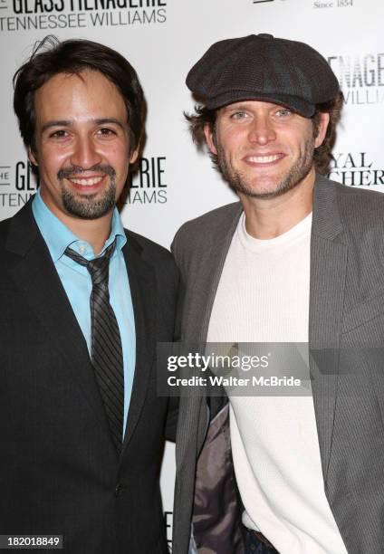 Lin Manuel Miranda and Stevem Pasquale attends the Broadway Opening Night Performance of 'The Glass Menagerie' at Booth Theater on September 26, 2013...
