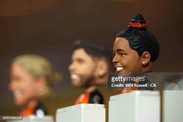 Bobblehead of Alana King of the Scorchers can be seen during The Challenger WBBL finals match between Perth Scorchers and Brisbane Heat at WACA, on...