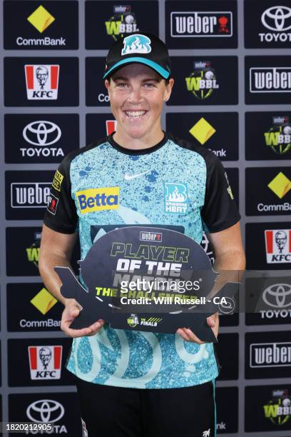 Player of the Match Grace Harris of the Heat poses during The Challenger WBBL finals match between Perth Scorchers and Brisbane Heat at WACA, on...