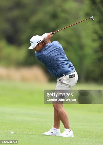 Gavin Green of Malaysia plays a shot prior to the Investec South African Open Championship at Blair Atholl Golf & Equestrian Estate on November 29,...