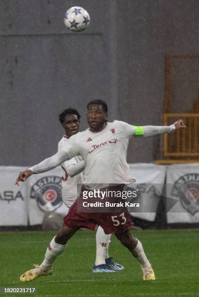 Willy Kambwala of Manchester United controls the ball during the UEFA Youth League match between Galatasaray A.S. And Manchester United at on...