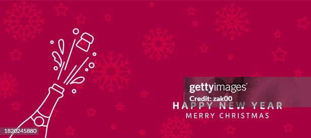 illustrazioni stock, clip art, cartoni animati e icone di tendenza di biglietto d'auguri felice di capodanno - tappo di champagne