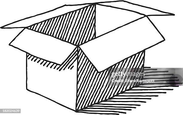 offene leere pappkarton zeichnung - leere schachtel stock-grafiken, -clipart, -cartoons und -symbole